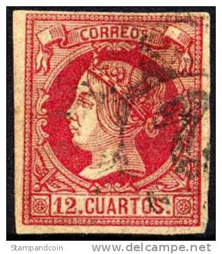 Spain #51 Used 12c Isabella From 1860 - Oblitérés