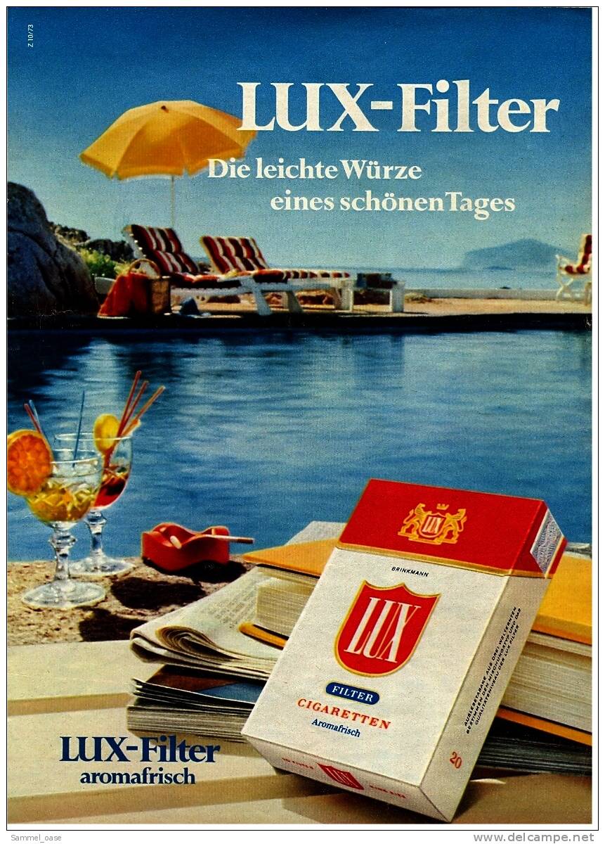 Reklame Werbeanzeige  ,  LUX - Filter Aromafrisch  ,  Die Leichte Würze  -  Von Ca. 1973 - Sonstige & Ohne Zuordnung