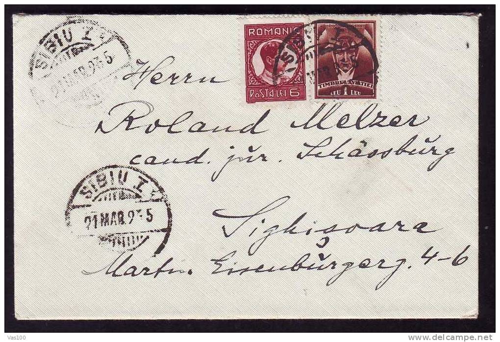 ROMANIA 1935  COVRER  CANCELL SIBIU, Nice Franking. - 2. Weltkrieg (Briefe)