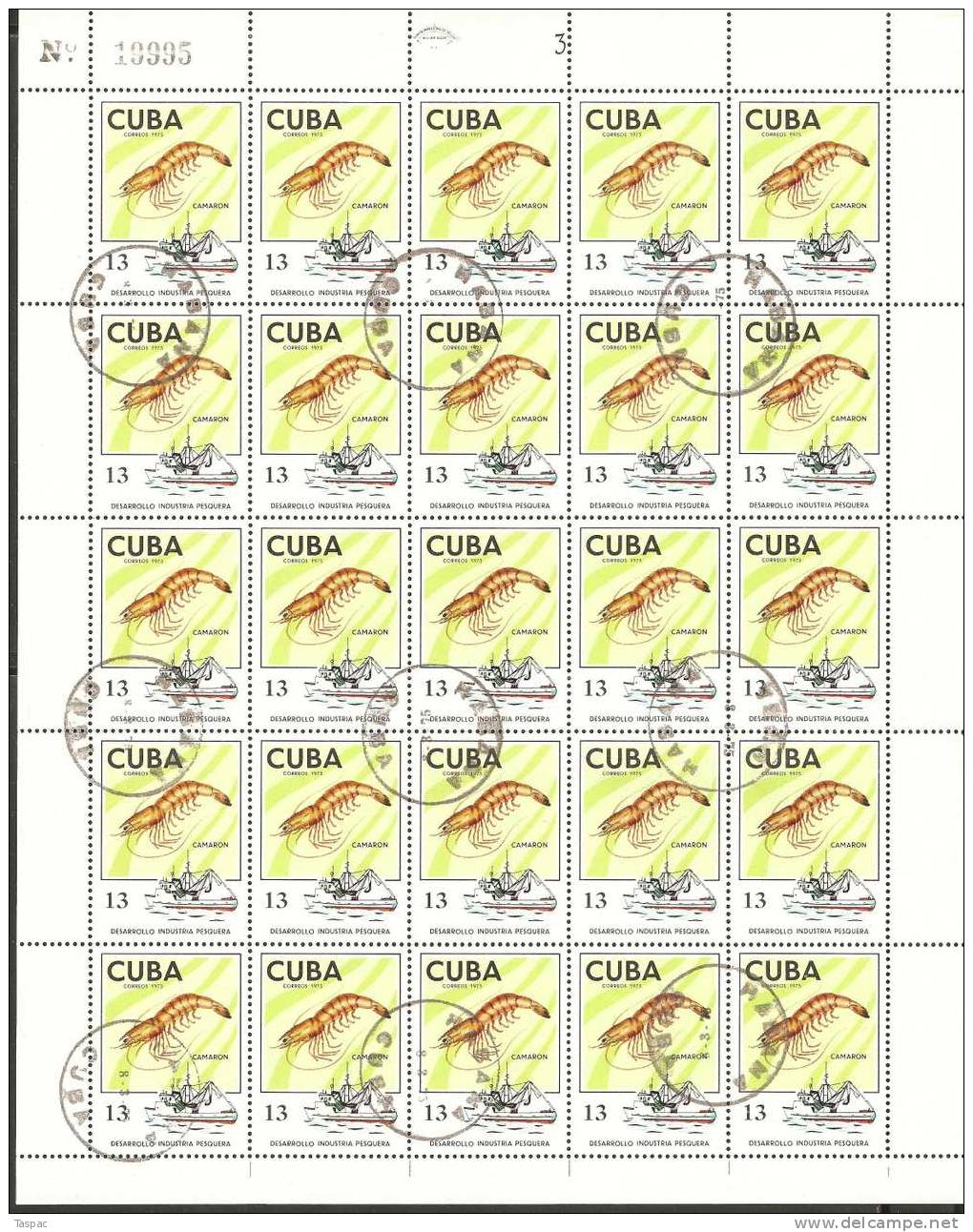 1975 Mi# 2030-2035 Used - Sheets Of 25 - Fishing Industry. Fishes / Ships - Used Stamps