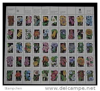 1992 USA Wildflowers Stamps Sheet Flora Nature Flower Sc#2647-2696 #2696a - Ganze Bögen