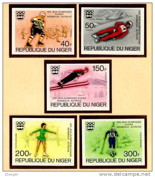 NIGER 1976   MICHEL NO: 506-510 + BL.12  IMPERFORATED  MNH - Winter 1976: Innsbruck