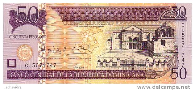Rque DOMINICAINE   50 Pesos Oro  Daté De 2008     ***** BILLET  NEUF ***** - República Dominicana