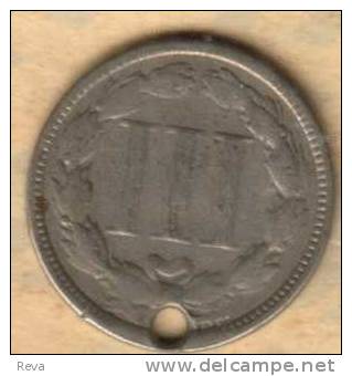 UNITED STATES USA  III (3) CENTS  WREATH FRONT WOMAN BRAIDED HAIR  BACK  1869 SILVER  KM? SCARCE !! READ DESCRIPTION!! - 2, 3 & 20 Cent