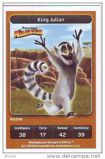 CARTE CARREFOUR DREAMWORKS MADAGASCAR KING JULIAN 67/216 BON ETAT - Altri & Non Classificati