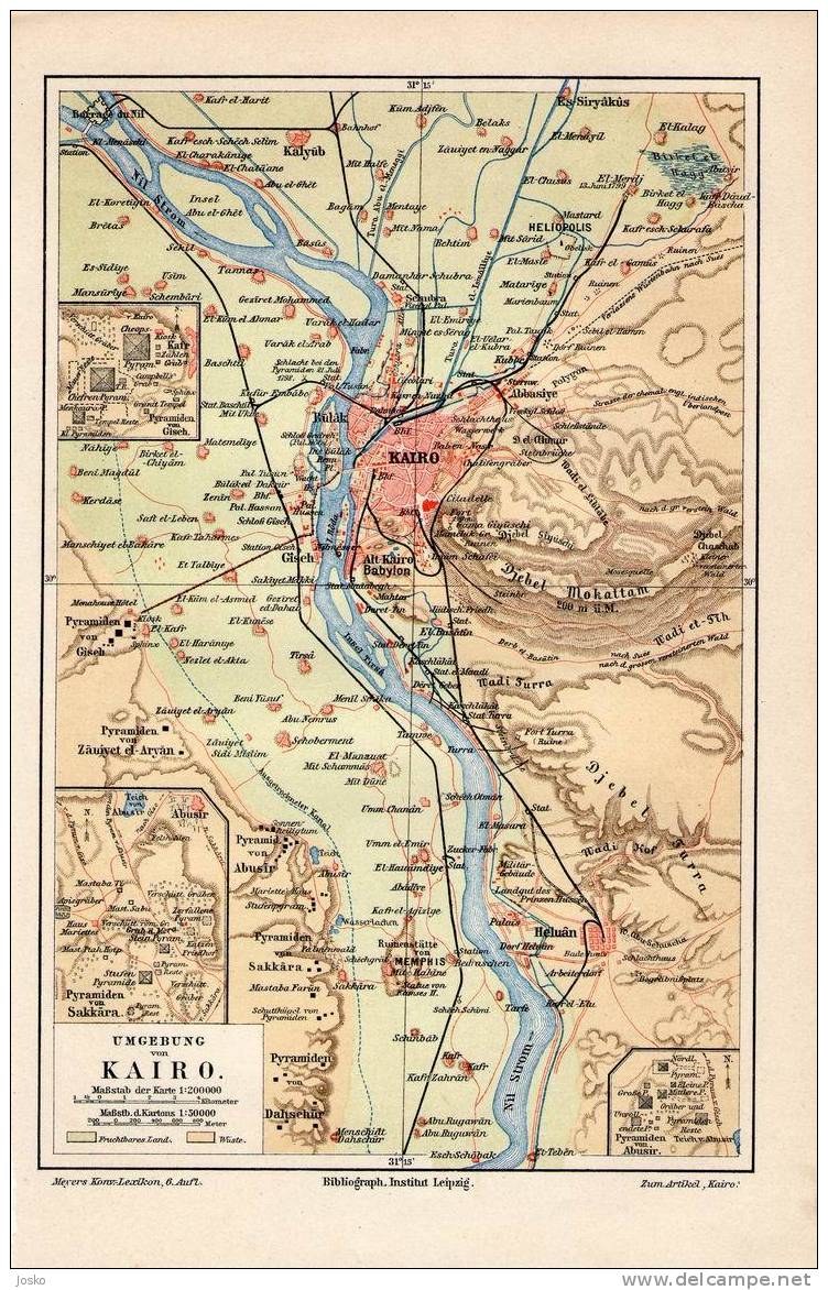 CAIRO - Egypt Caire ( The Original Lithographic Old Map From 1904. ) La Carte Originale Lithographique Ancienne De 1904. - Geographical Maps