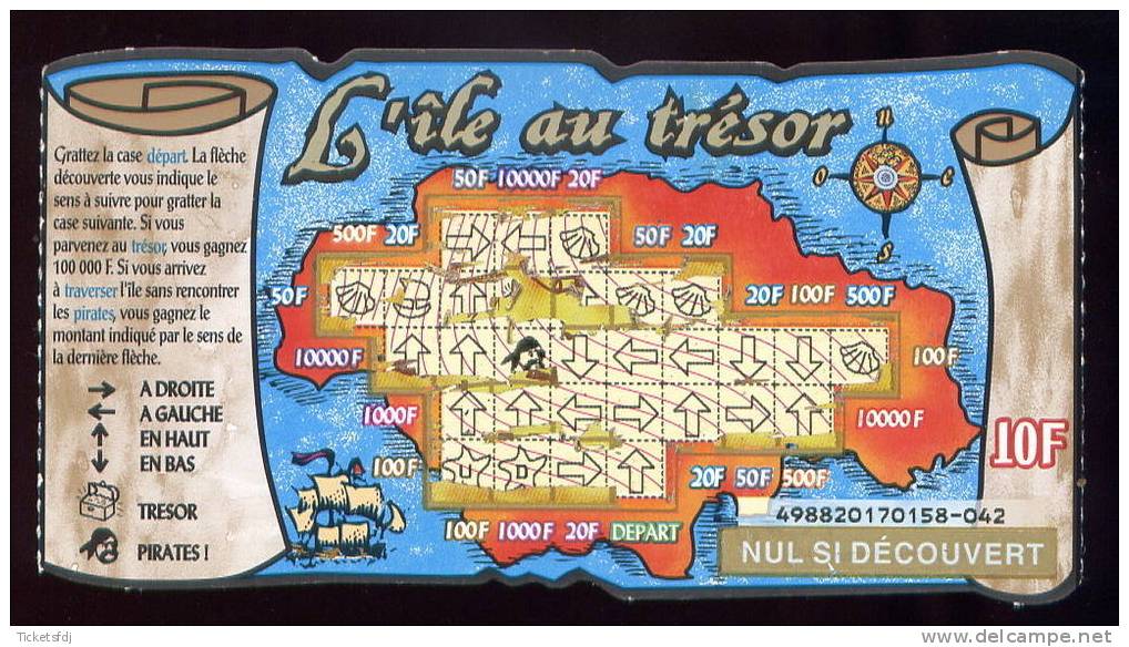 FRANCAISE DES JEUX - ILE AU TRESOR 49882 BABN 32 Mm - Trait Rouge - Billets De Loterie