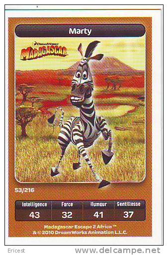 CARTE CARREFOUR DREAMWORKS MADAGASCAR MARTY 53/216 BON ETAT - Otros & Sin Clasificación