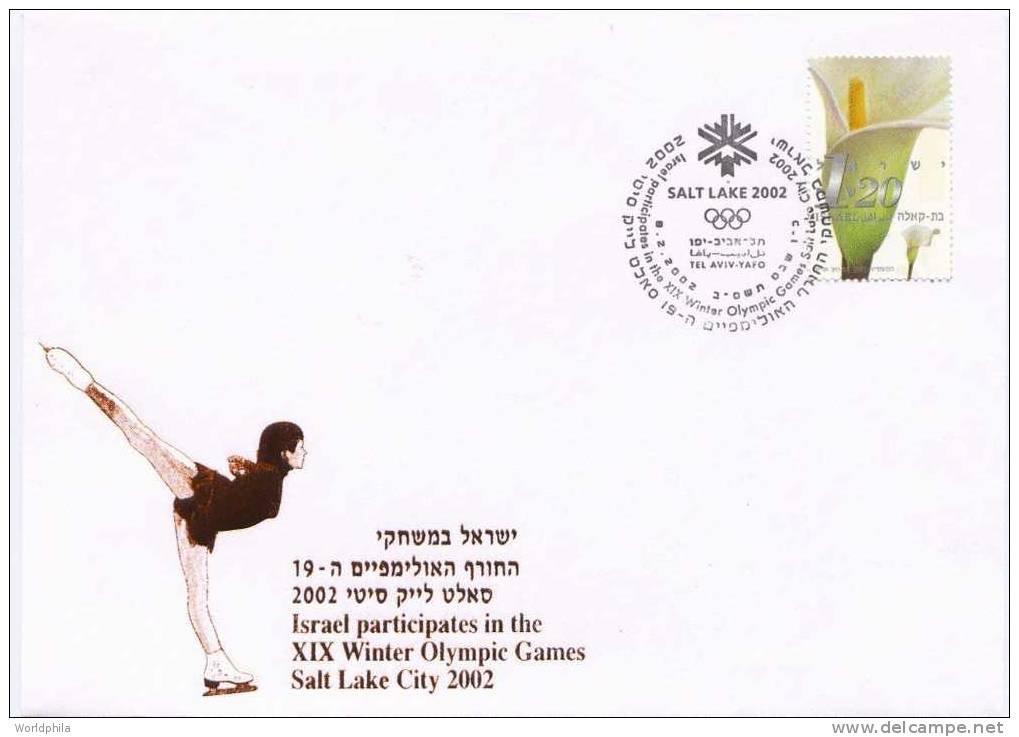Israel Salt Lake Olympic Winter Games " Salt Lake 2002" Golden Printing Cacheted Cover 2002 - Inverno2002: Salt Lake City