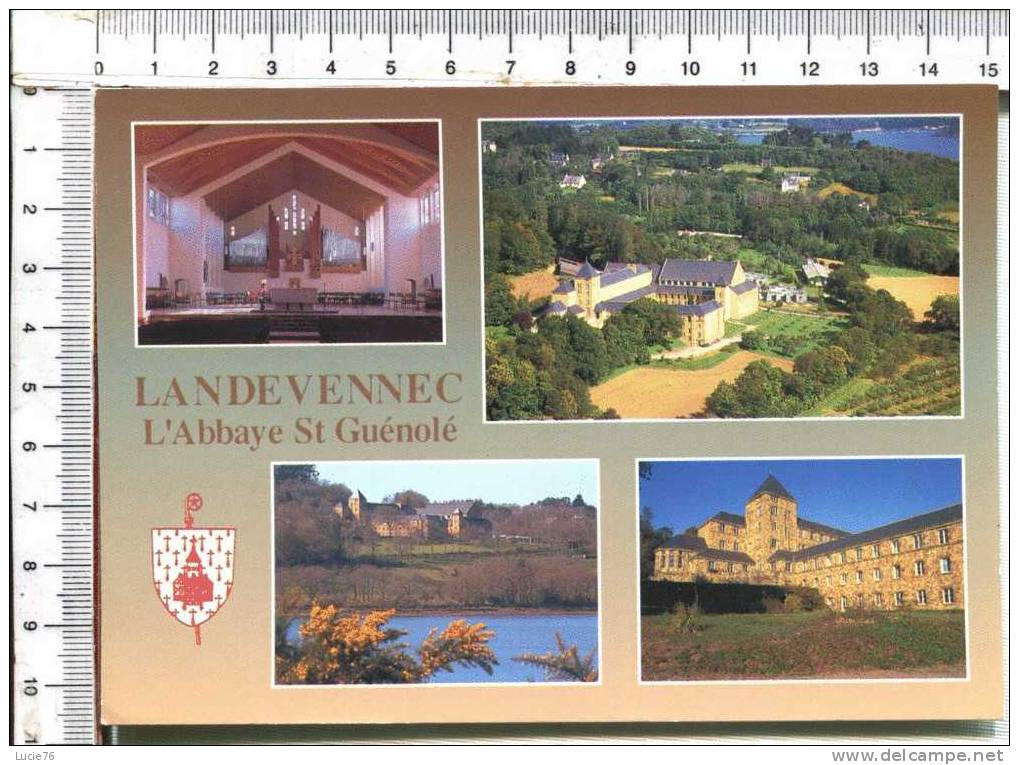 LANDEVENNEC - 4 Vues  : Abbaye St Guénolé,  Choeur De L' Abbatiale, L'Abbaye Sur Les Bords De L' Aulne - N°  R 7 1377 - Landévennec