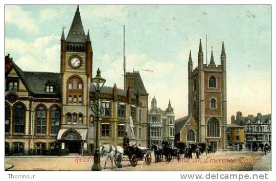 READING Municipal Buildings And St.Lawrence Church. -  1914  -  BELLE ANIMATION  - ( Traces Usure Angles Haut ) - Reading
