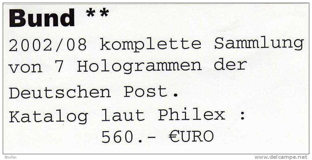 komplett Hologramm - Marken der EURO-Jahresblocks 2002 bis 2008 ** 560€ Museum, Brücke, Leuchtturm, Münzen, Bahn