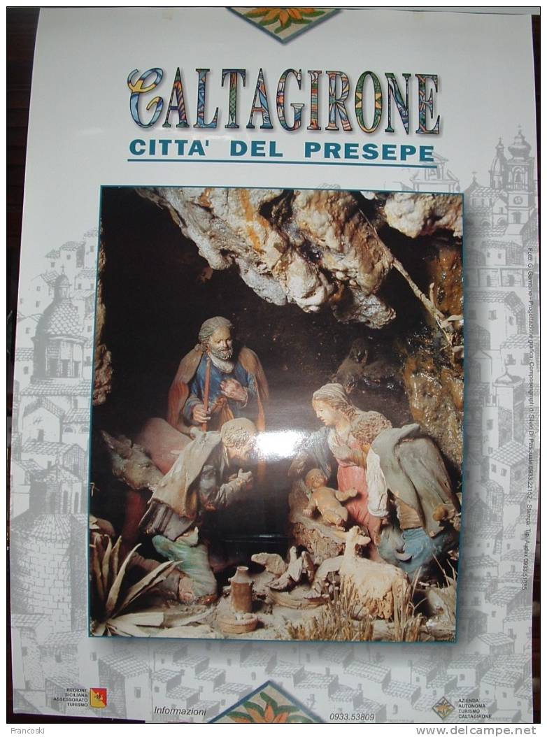 CALTAGIRONE (CATANIA)-POSTER NATALE PRESEPE-NOEL CRISTMAS- 67,5 X 95 - - Kerstkribben
