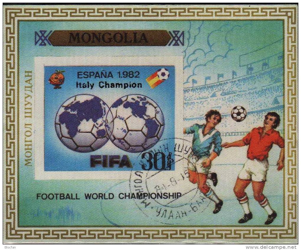 AD Italy Champion WM 82 Mongolei 3Blocks 89 O 240€ FIFA Stadion Barcelona Spieler Emblem Soccer Bloc Sheet Mongolia - Mongolië