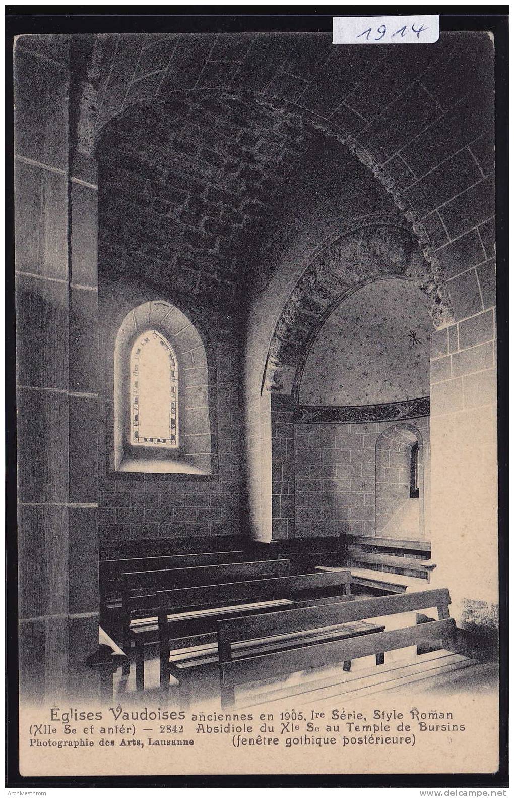 Intérieur Du Temple De Bursins - Absidiole Du XIe Siècle (1914) - Bursins