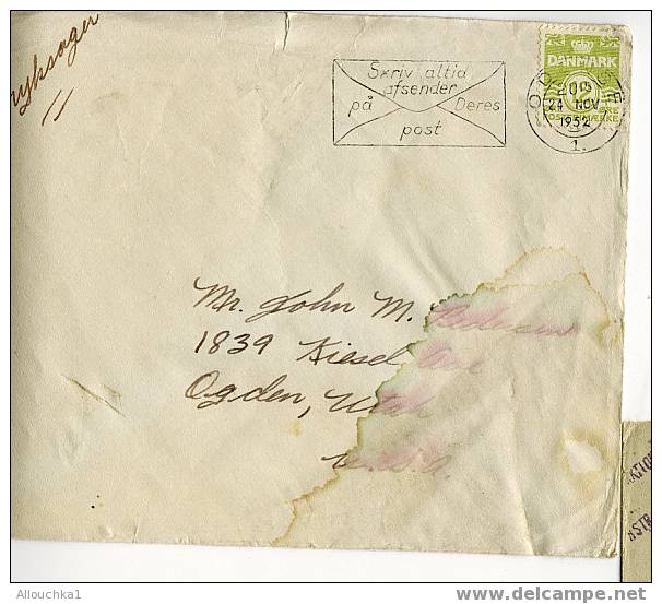 MARCOPHILIE LETTRE DU DANMARK TARIF REGIME POSTAL :1952 - Lettres & Documents