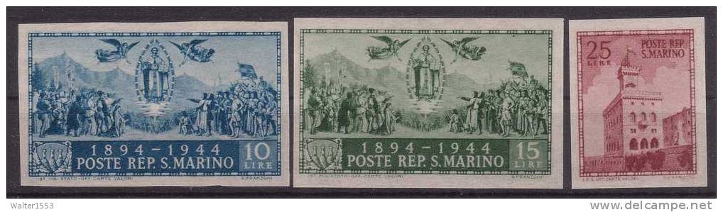 SAN MARINO 1945 PALAZZO DEL GOVERNO NON DENTELLATO ** MNH QUALITA' LUSSO - Unused Stamps