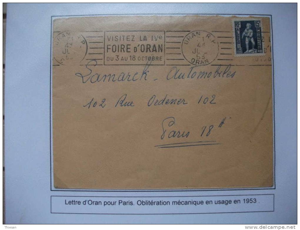 Algérie. Lettre Oran 1953 OMEC VISITEZ FOIRE... - Lettres & Documents