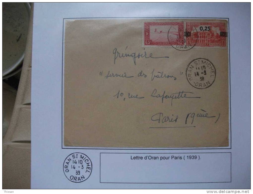 Algérie. Lettre Oran Saint Michel 1939 - Lettres & Documents