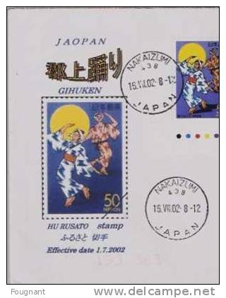 JAPON:2002:lettre Affranchie Avec Timbres:1:danseurs Souslalune.(2)+Personnage Avec éventail. - ...-1871 Prephilately