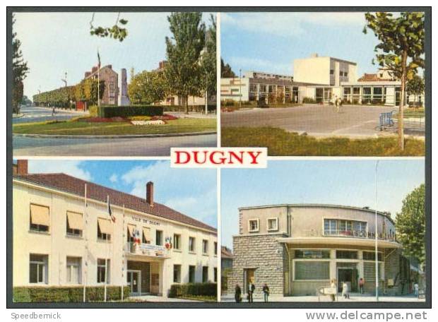 16464 DUGNY 4 Vues La Poste La Mairie Place Du 16 Aout 1943 L'Ecole Maternelle Macel Cachin . Abeille Cartes 2556 - Dugny