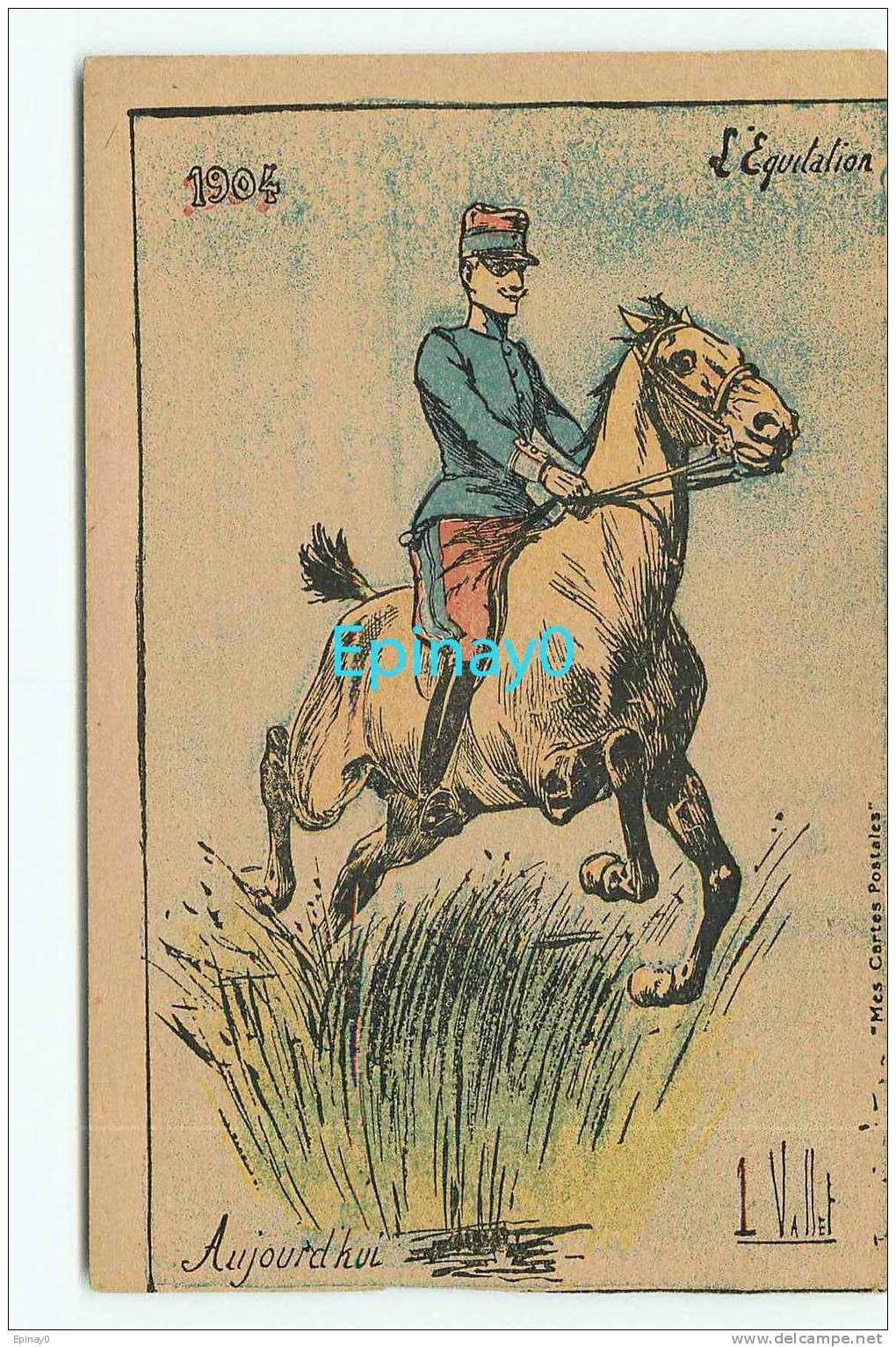 B - ILLUSTRATEUR - VALLET Louis - MILITARIA - EQUITATION - MILITAIRE - CHEVAL - HIPPIQUE - Vallet, L.