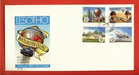 LESOTHO 1983 2xFDC Mint Aviation Bi-Centenary  424-427 - Lesotho (1966-...)