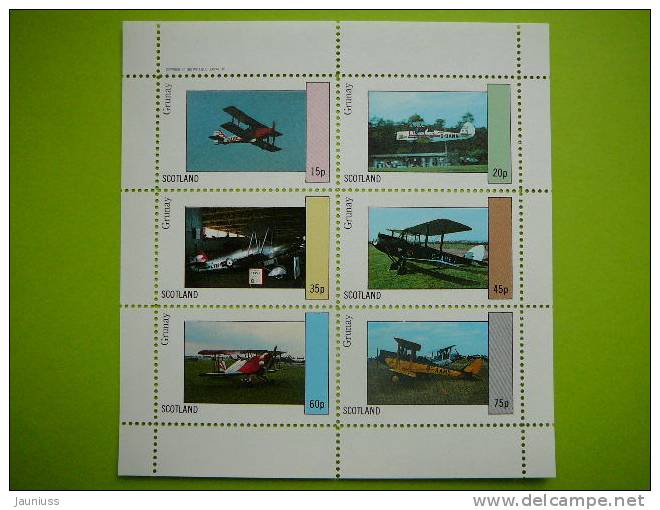 GB Local Grunay AirPlanes Flugzeuge Avia Sheet Of 6 MNH - Avions