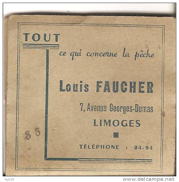 Pochette D'hamecons Louis FAUCHER A LIMOGES - Pesca