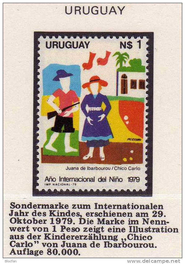 Jahr Des Kindes 1979 Bahrein 282/3 DDR 2422/3 Kuba 2403 Uruguay 1561 ** 9€ Gemälde Kinder UNICEF Emblem Children Set UNO - Unused Stamps