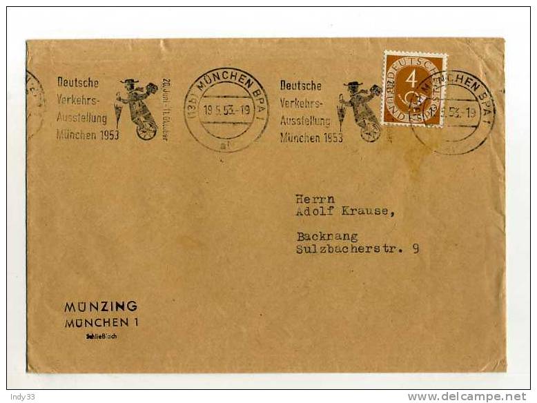 - ALLEMAGNE . RFA AFFRANCHISSEMENT SIMPLE SUR ENVELOPPE DE 1953 - Storia Postale