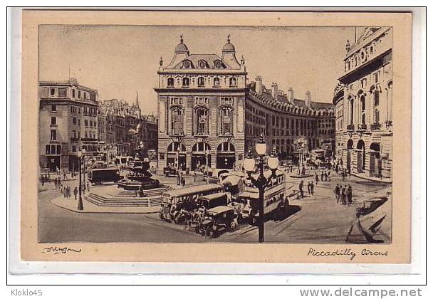 Angleterre - Piccadilly Circus - Carte Gravure Autobus Voitures ... - Raphael Tuck & Sons - Piccadilly Circus