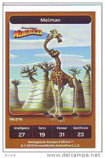 CARTE CARREFOUR DREAMWORKS MADAGASCAR MELMAN 56/216 BON ETAT - Altri & Non Classificati