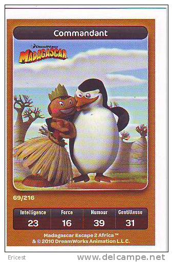 CARTE CARREFOUR DREAMWORKS MADAGASCAR COMMANDANT 69/216 BON ETAT - Otros & Sin Clasificación