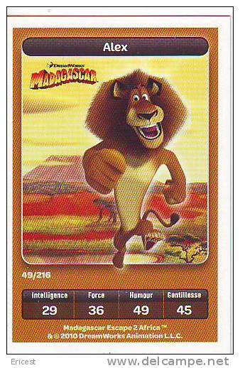 CARTE CARREFOUR DREAMWORKS MADAGASCAR ALEX 49/216 BON ETAT - Altri & Non Classificati