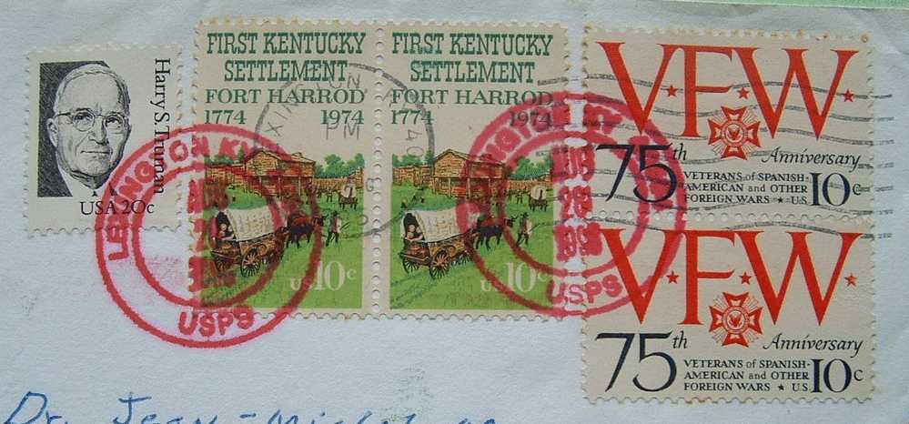 USA 1996 Cover To Nicaragua - VFW - First Kentucky Settlement Horse Charriot - Harry Truman - Red Cancels - Storia Postale