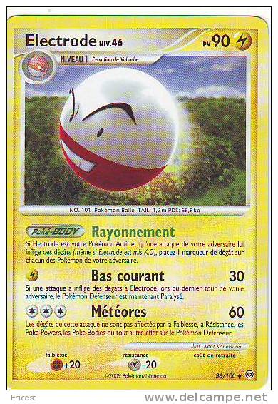 - X - CARTE POKEMON ELECTRODE NIV 46 36/100 NEUVE - Altri & Non Classificati