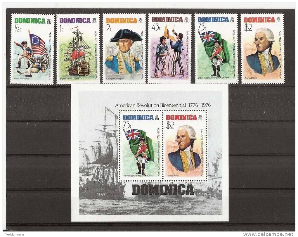 Dominica: 465/ 470 + BF 35 ** - Onafhankelijkheid USA