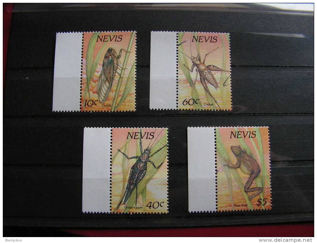 == Nevis , Froggs , Frösche + Insekten 1989 , 514-517 ** MNH  € 11,00 - Kikkers