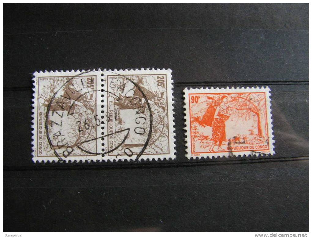 == Congo, Unissued Stamps 1996 Landfrau Mit Kind , Nicht Ausgegeben , 3 Pcs. Used  RR.!! - Oblitérés