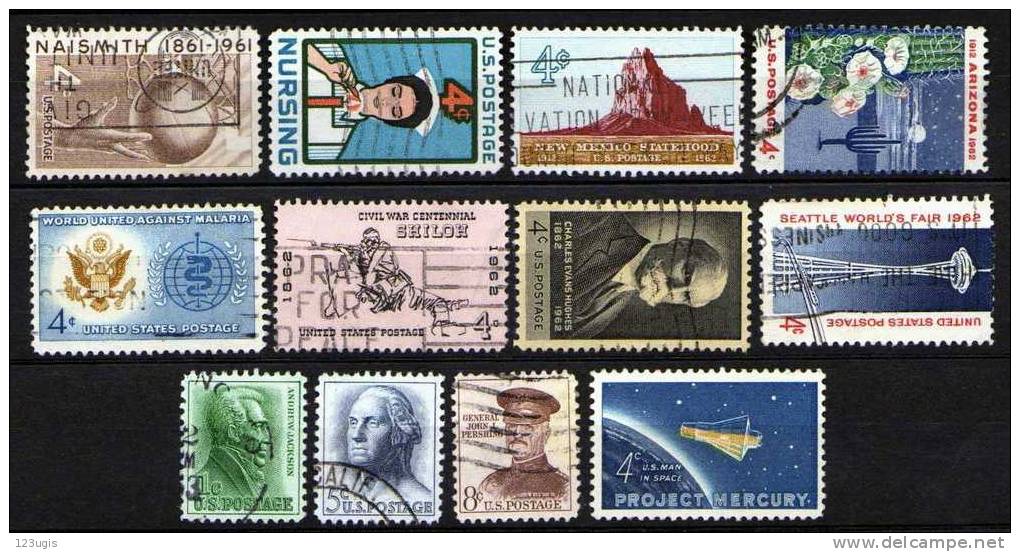 USA, 1961/62 Mi 815/826 **/o (00103) @ - Collections