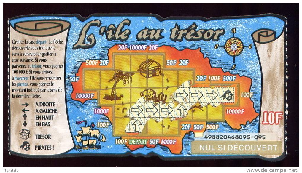 FRANCAISE DES JEUX - ILE AU TRESOR 49882 BABN 37 Mm - Trait Bleu - Billets De Loterie