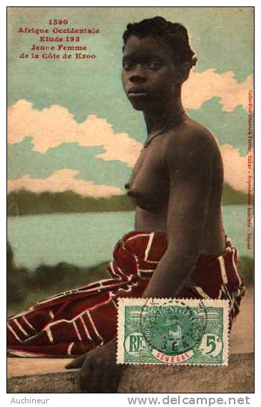 FORTIER - 1590 Afrique Occidentale, Etude 193 Jeune Femme De La Côte De Kroo - Buste Seins Nu - Sénégal