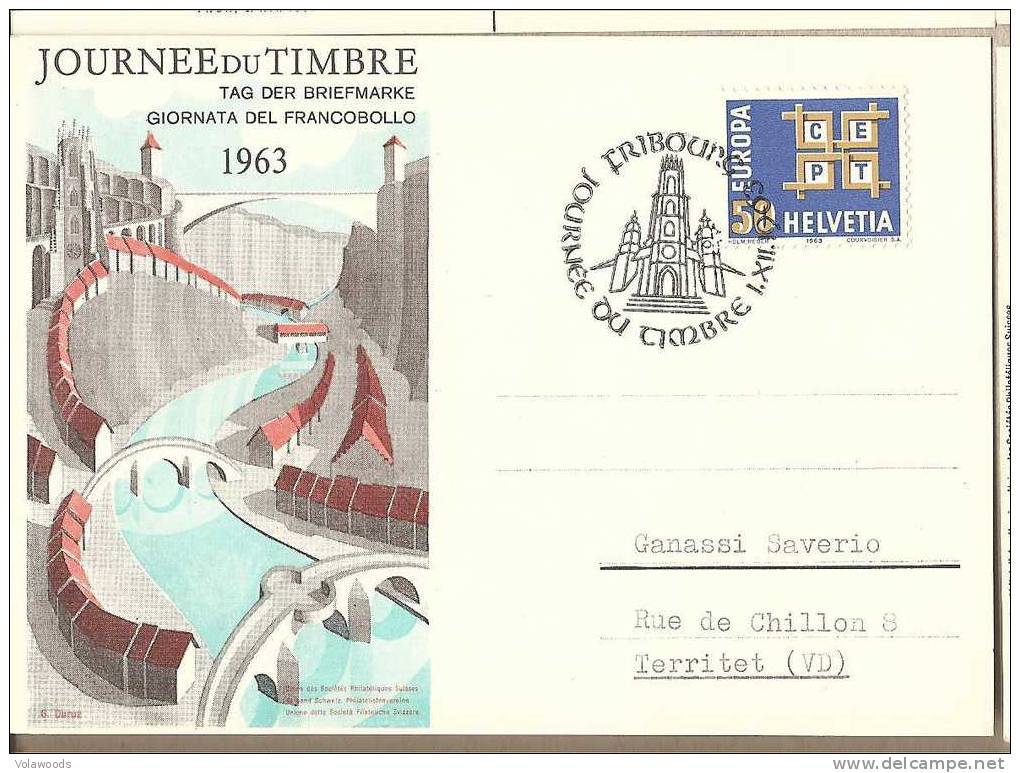Svizzera - Cartolina Con Annullo Speciale: Giornata Del Francobollo - 1963 - Brieven En Documenten