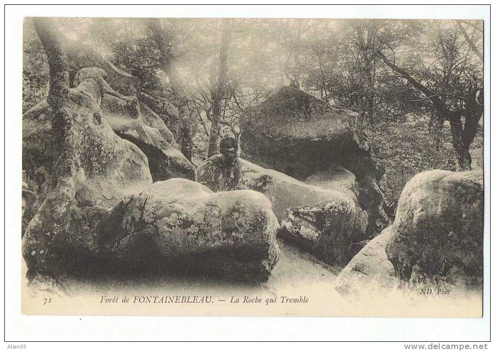 CPA - 77 - Forêt De FONTAINEBLEAU - La Roche Qui Tremble (enfant Assis) - ND Phot 71 - Fontainebleau