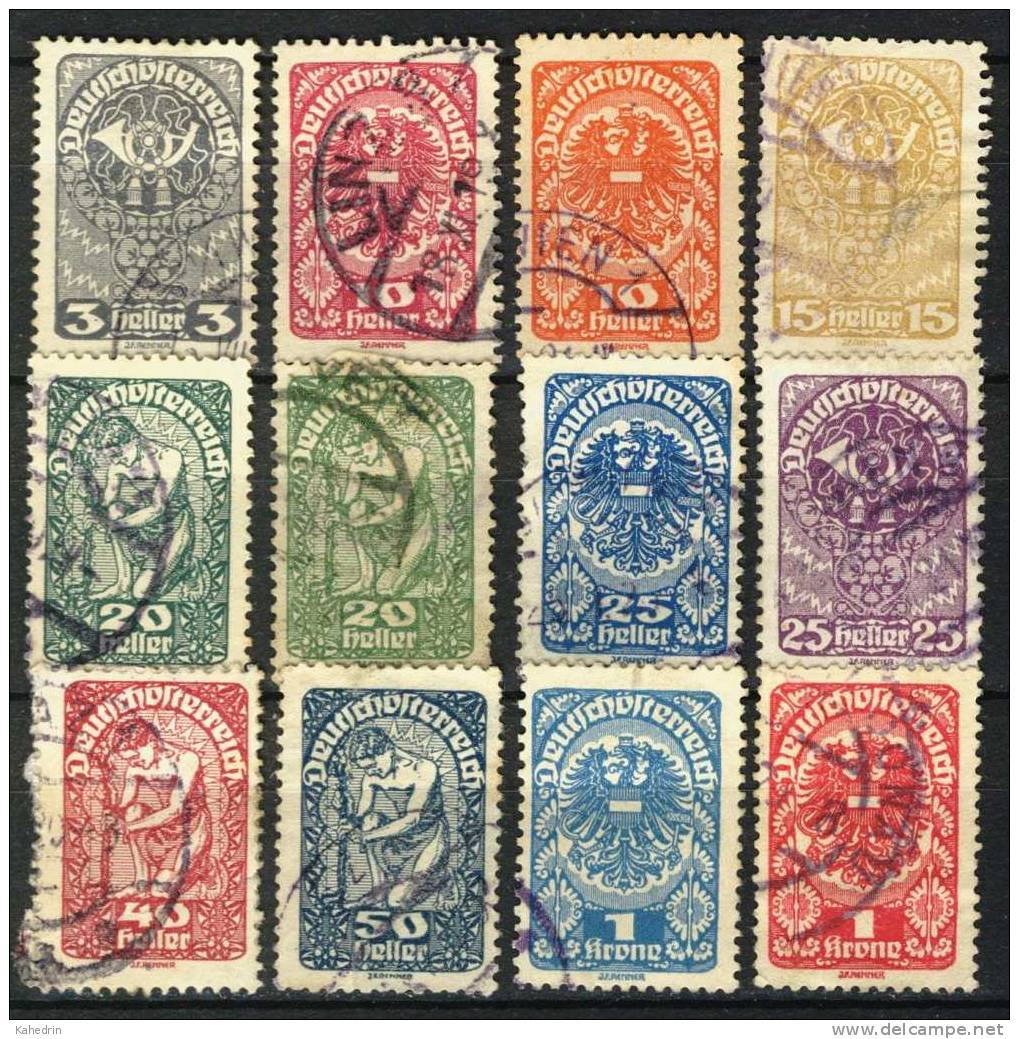 Österreich / Austria 1919, Lot Of 12 Used Stamps From The Series. - Oblitérés