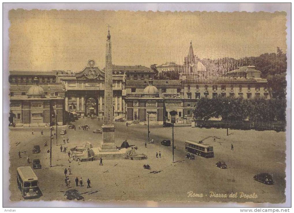 CPA Carte Postale - ITALIE / ITALY / ITALIA - ROMA /ROME - Piazza Del Popolo / Place Du Peuple - Bord Decoupe - Orte & Plätze