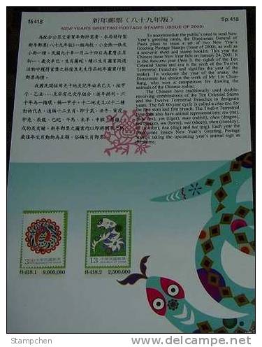 Folder 2000 Chinese New Year Zodiac Stamps- Snake Serpent 2001 - Snakes