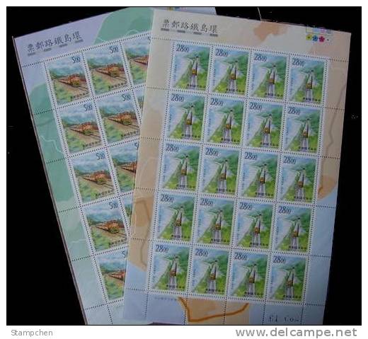 Taiwan 1997 Around-The-Island Railway Stamps Sheets Train Railroad Locomotive Tunnel - Blocks & Sheetlets