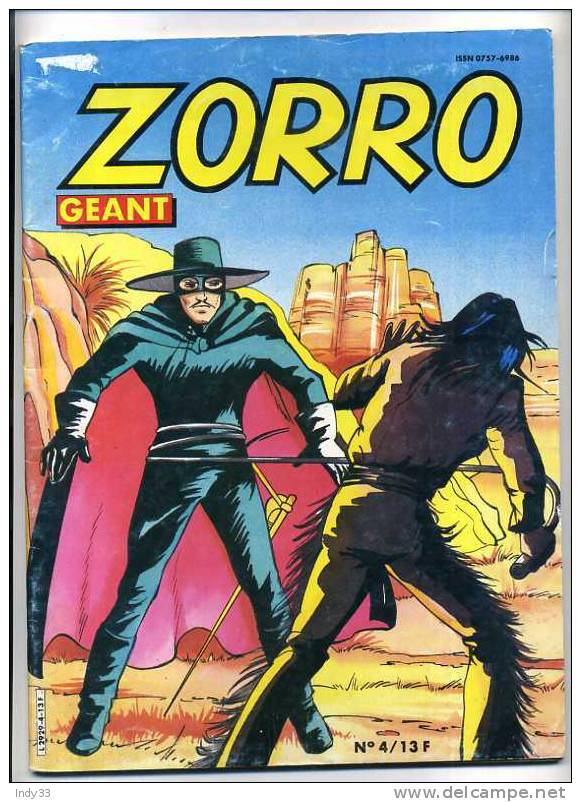 - ZORRO GEANT N°4 . EDITIONS DE LA PAGE BLANCHE 1986 - Zorro